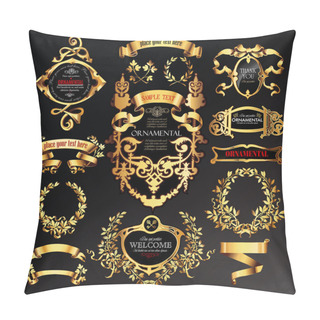 Personality  Vector Set Of Labels With Gold Elements. Pillow Covers