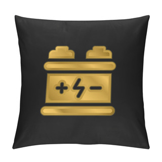Personality  Battery Gold Plated Metalic Icon Or Logo Vector Pillow Covers