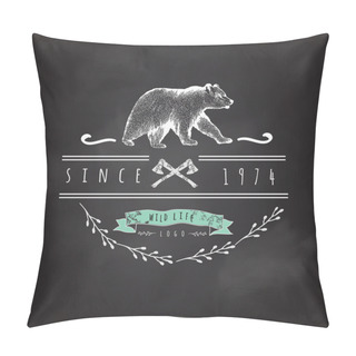 Personality  Vintage Label Bear. Pillow Covers