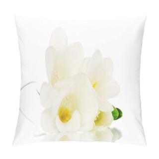 Personality  Beautiful Freesia Isolated On White Pillow Covers