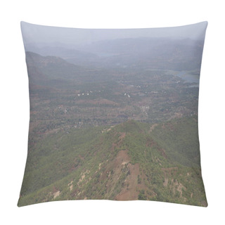 Personality  Green Hills Surrounding Sinhagad Fort Exploring The Surroundings Of Sinhagad Fort In Pune Pillow Covers