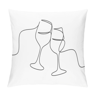 Personality  Continuous One Line Drawing Of Cheers Two Glasses For Party Celebration. Festive Toast Concept Isolated On White Background. Minimalist Line Art Of Cheering Glasses Of Wine. Vector Illustration Pillow Covers