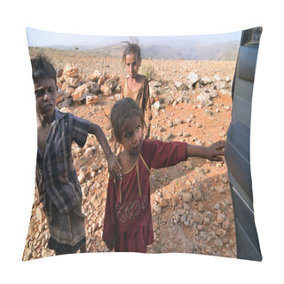 Personality  Socotra, Yemen - March 8, 2010: Unidentified Children Shown At Socotra Island. Children Grow Up In The Poorest Country With Little Opportunity For Education Pillow Covers
