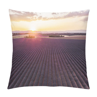 Personality  Aerial View Of Beautiful Lavender Field At Sunset, Provence, France Pillow Covers