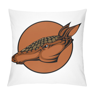 Personality  Vector Illustration Of An Armadillo Head Snapping Set Inside Circle. Pillow Covers