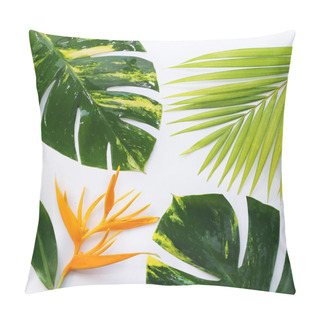 Personality  Tropical Plants With Tablet On White Background Pillow Covers