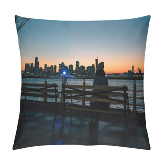 Personality  Woman On The Bench Pillow Covers