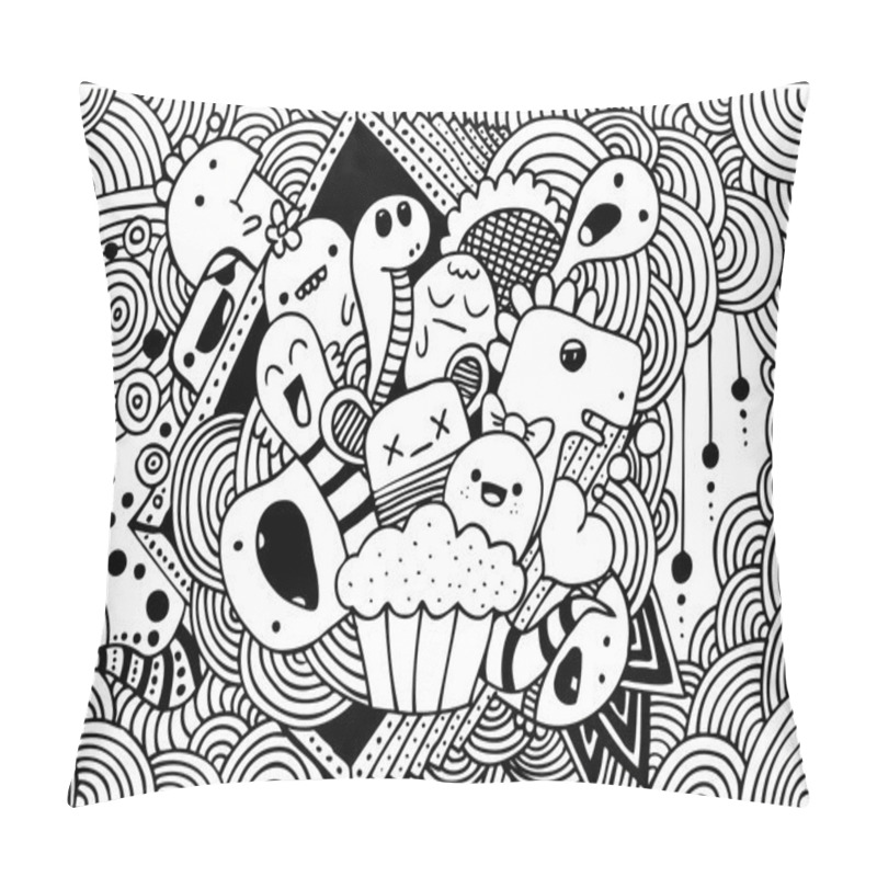 Personality  Vector monster doodles pillow covers