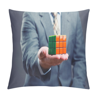 Personality  Businessman Holding Rubik Cube Pillow Covers
