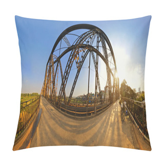 Personality  Panorama Of Long Bien Bridge In The Afternoon Pillow Covers