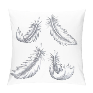 Personality  Watercolor Feather Set. Hand Drawn White Feathers Isolated On White Background. Pillow Covers