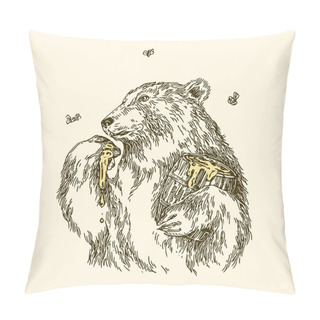Personality  The Bear Eats Honey Paw. The Bear Eats Honey Paw. Vintage Style. Pillow Covers