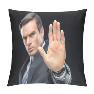 Personality  Handsome Businessman Gesturing Pillow Covers