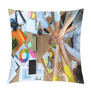 Personality  Business Team With Hands Together - Teamwork Concepts Pillow Covers