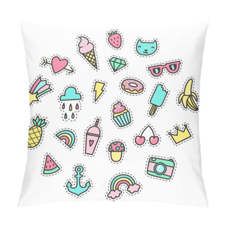 Personality  Set Of Cute Pop Stickers. Pillow Covers