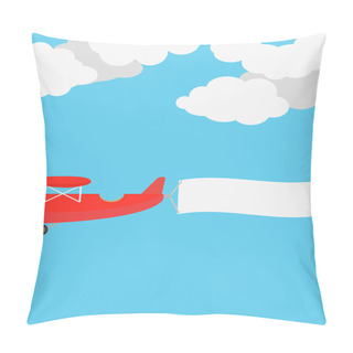 Personality  Airplane Vintage With Banner For Your Slogan. Vector Illustration. Pillow Covers