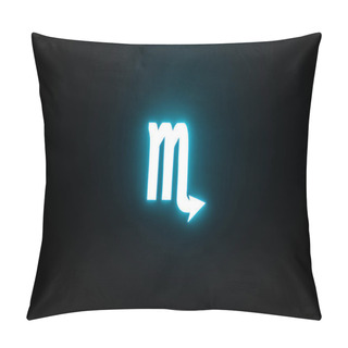 Personality  Blue Illuminated Scorpio Zodiac Sign Isolated On Black Pillow Covers
