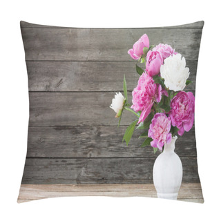 Personality  Peony On Wooden Background Pillow Covers