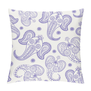Personality  Paisley Elephants Seamless Pattern Pillow Covers