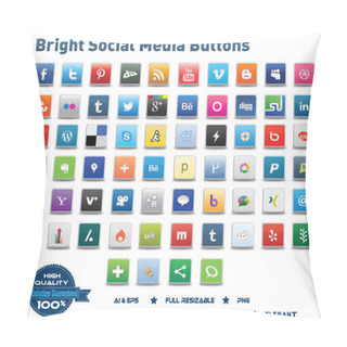 Personality  Bright Social Media Buttons Pillow Covers