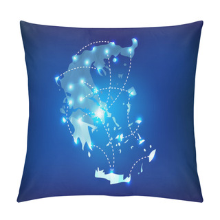 Personality  Greece Country Map Polygonal With Spot Lights Places Pillow Covers