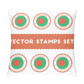 Personality  I Love Bangladesh Vector Stamps Set. Pillow Covers