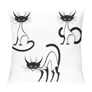 Personality  Funny Domestic Cats Isolated On White Background Pillow Covers