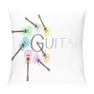 Personality  Set Of Colorful Classical Guitars On White Background Pillow Covers