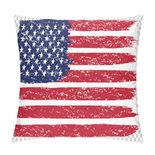 Personality  National American Flag, Transparent Background. Brush Stroke Grunge Dirty Flag Of USA. Pillow Covers