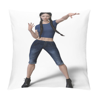 Personality  Young Woman Reaching Upwards In An Urban Fantasy Fighting Action Pose Pillow Covers