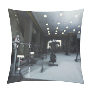 Personality  Blurred Gym Interior With Weightlifting Equipment Pillow Covers