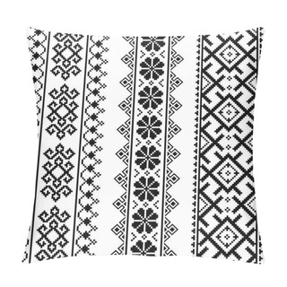 Personality  Ukrainian, Belarusian Black Embroidery Seamless Pattern - Vyshyvanka Pillow Covers