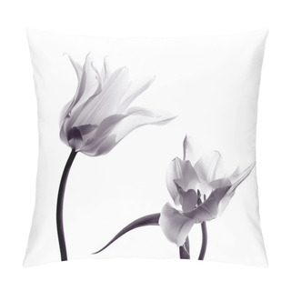 Personality  Tulip Silhouettes On White Pillow Covers