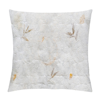 Personality  Top View Of Crumpled Japanese Paper (Washi). Paper That Uses Local Fiber, Processed By Hand And Made In The Traditional Manner. Decorated With Leaves And Petals. Paper Background, Paper Texture. Pillow Covers