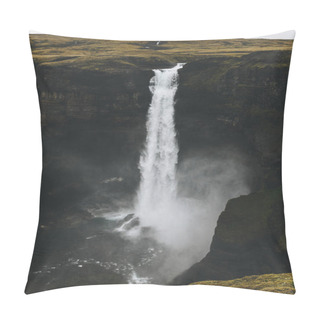 Personality  Dramatic Haifoss Waterfall And Rocky Cliff, Iceland Pillow Covers