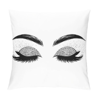 Personality  Hand Sketched Lashes Quote. Calligraphy Phrase For Beauty Salon Pillow Covers