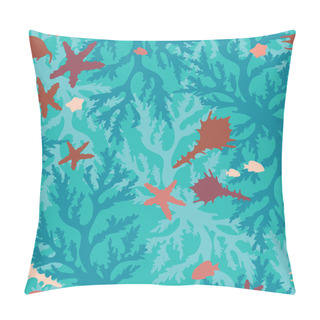 Personality  Seamless Pattern With Corals, Fish And Seashells. Pillow Covers