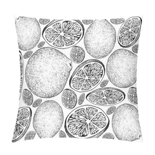 Personality  Hand Drawn Background Of Fresh Lime Fruits Pillow Covers