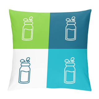 Personality  Bottle Of Milk With Droplets Flat Four Color Minimal Icon Set Pillow Covers