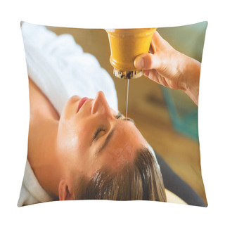 Personality  Woman Enjoying A Ayurveda Oil Massage Pillow Covers