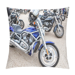 Personality  Samara, Russia - May 18, 2019: Harley Davidson Motorcycles On The City Street Pillow Covers