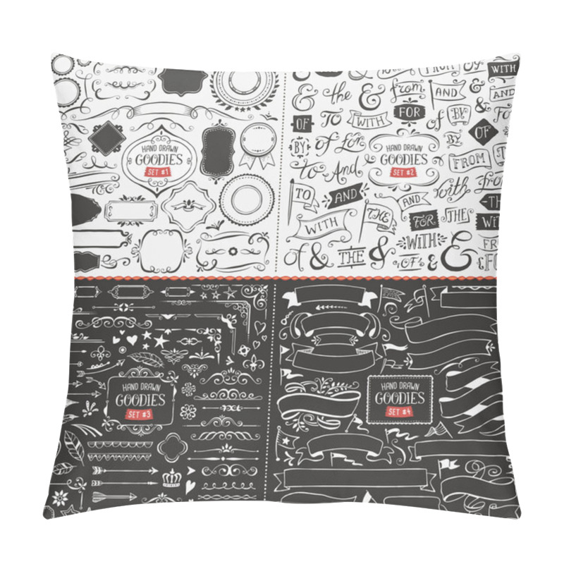 Personality  Large Collection Of Hand Drawn Vector Design Elements Pillow Covers