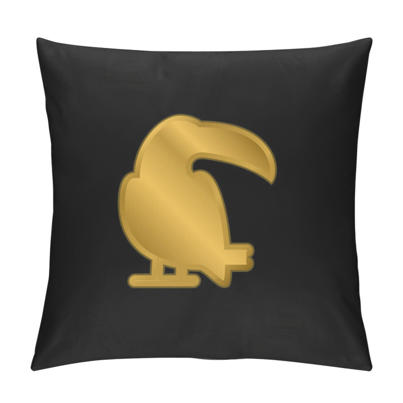 Personality  Big Toucan gold plated metalic icon or logo vector pillow covers