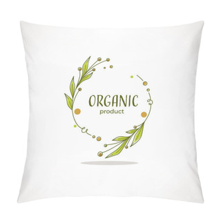 Personality  Nature, Organic, Bio, Nature Doodle Floral  Leave Emblems,  Fram Pillow Covers