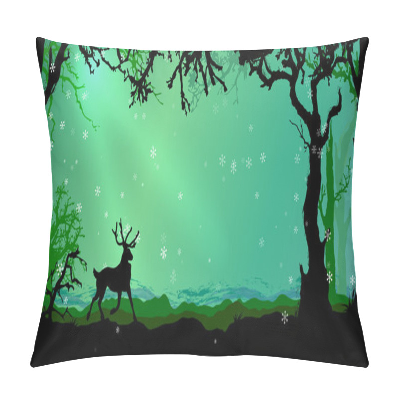 Personality  Magic Winter forest vector background pillow covers