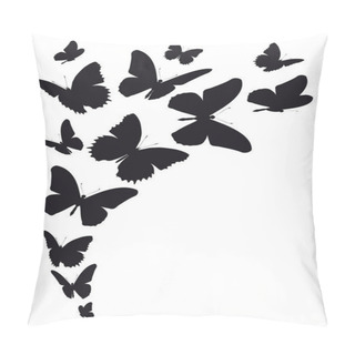 Personality  Vector Illustration Of Black Butterflies Isolated On White Background Pillow Covers