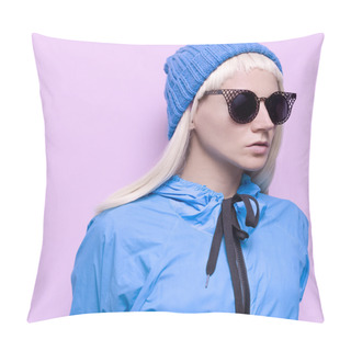 Personality  Lady Blue Fashion. Air. Trend Of The Season Pillow Covers