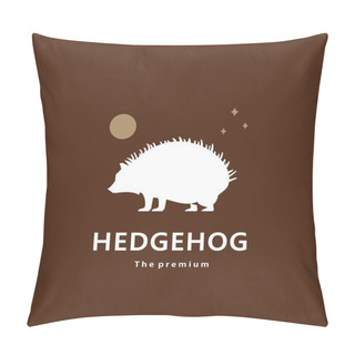 Personality  Animal Hedgehog Natural Logo Vector Icon Silhouette Retro Hipster Pillow Covers
