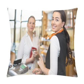 Personality  Client At Shop Paying At Cash Register Pillow Covers