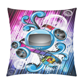 Personality  Abstract Vector Shiny Background With Speakers And Futuristic Television. Pillow Covers